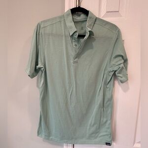 Patagonia Men’s Medium Polo Short Sleeve Mint Green Capilene Cool Trail